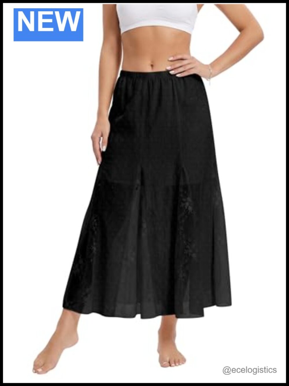 Womens Boho Lace Maxi Skirt Flowy Layered Long Skirt